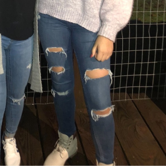 Hollister Women's Distressed Raw Hem High Rise Super Skinny Jeans | 9L - Picture 5 of 5